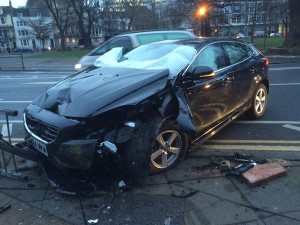 A car crashed after coming off the road at Marlborough Place, Brighton