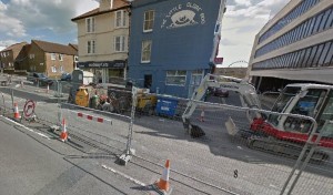 Edward Street roadworks. Picture taken from Google Streetview