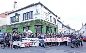 Campaigners gather to show their support for the Horse and Groom