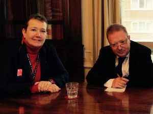 Council chief executive Penny Thompson and GMB Sussex branch secretary Mark Turner meet earlier this week