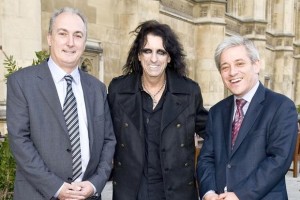 Mike Weatherley with Alice Cooper and Commons Speaker John Bercow