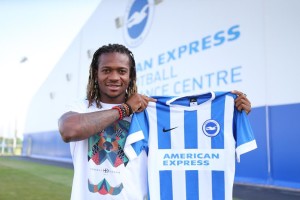 Gaetan Bong signs for the Albion at the American Express Community Stadium, Brighton and Hove, England on 2nd July 2015.