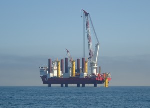 The first foundation installed at the Humber Gateway windfarm in 2013