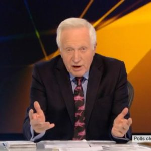 David Dimbleby fronted the BBC live coverage of the EU referendum in a tie from Brighton tailor Gresham Blake