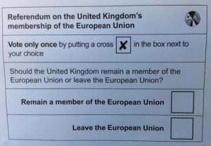 EU referendum ballot paper 23 June 2016