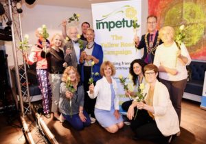 Staff and volunteers from Impetus join Brighton and Hove mayor Councillor Pete West at the start pf the Yellow Ribbon Campaign aimed at tackling loneliness – Picture by Simon Dack / Vervate