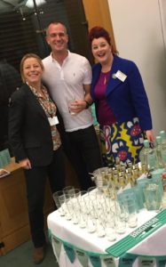 Peter Kyle with Kathy Caton, left, and Helen Chesshire from Brighton Gin