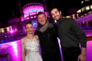 Skaters Zoe Wilkinson and Christopher Boyadji with Robin Cousins Grand opening of Brighton's Royal Pavilion Ice Rink 2016. Pictured is action from the event. Thursday 3rd November 2016. Photograph by Sam Stephenson, 07880 703135, www.samstephenson.co.uk.