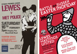 lewes-fc-matchday-poster-v-met-police-banksy-kissing-policemen-and-v-hastings
