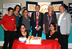 Resource Centre workers with Mayor 40th anniversary 2016